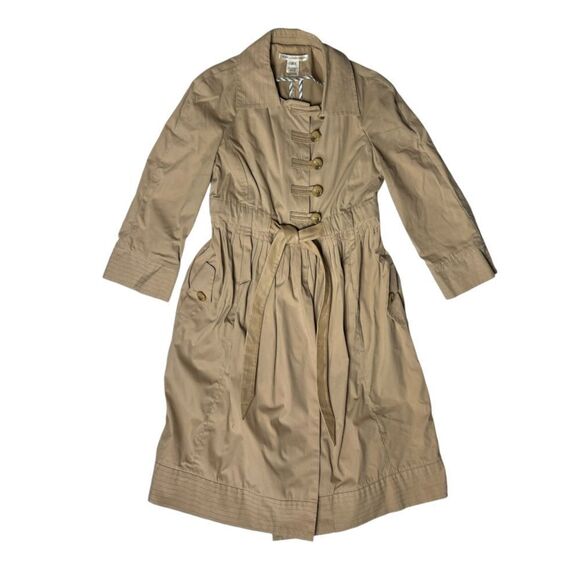 Diane Von Furstenberg Women’s Tan Tie Waist Trench Coat Size 2 - Picture 10 of 13